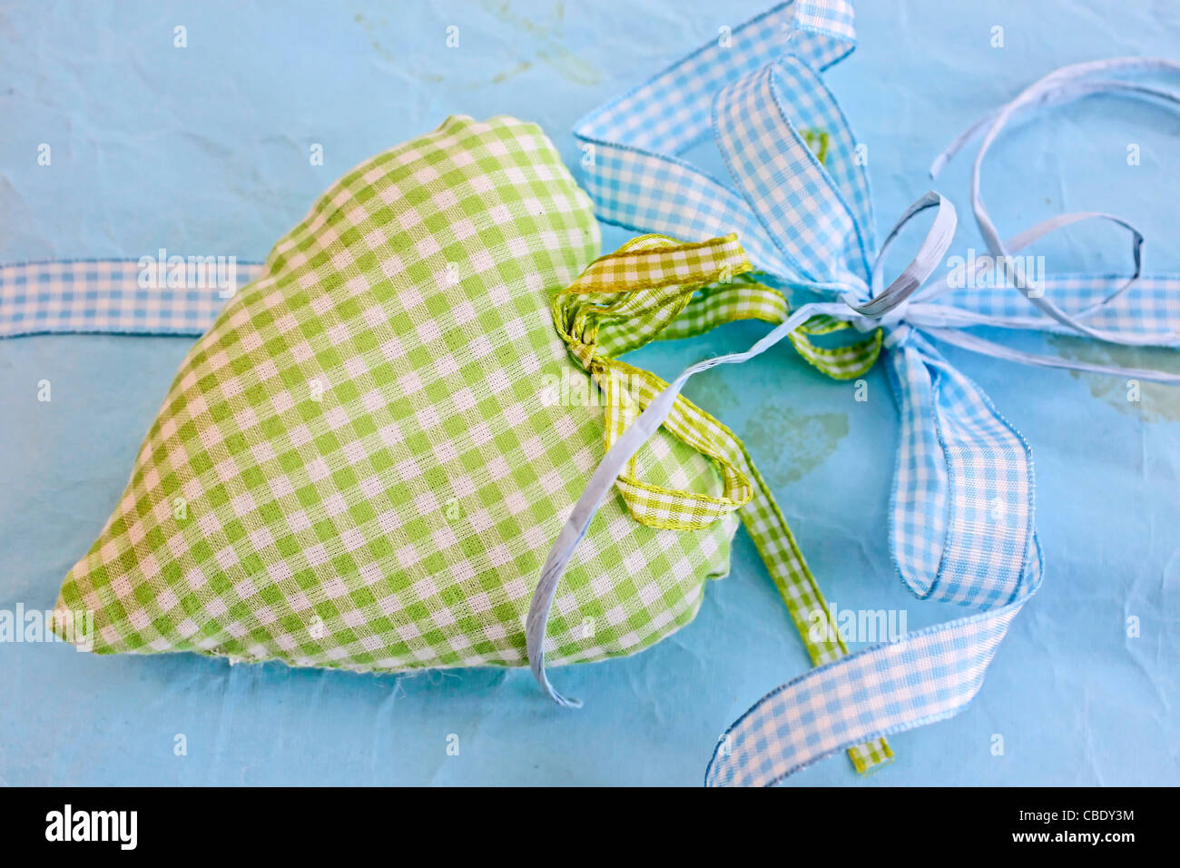 Green Heart as a decoration for Valentine`s Day Stock Photo